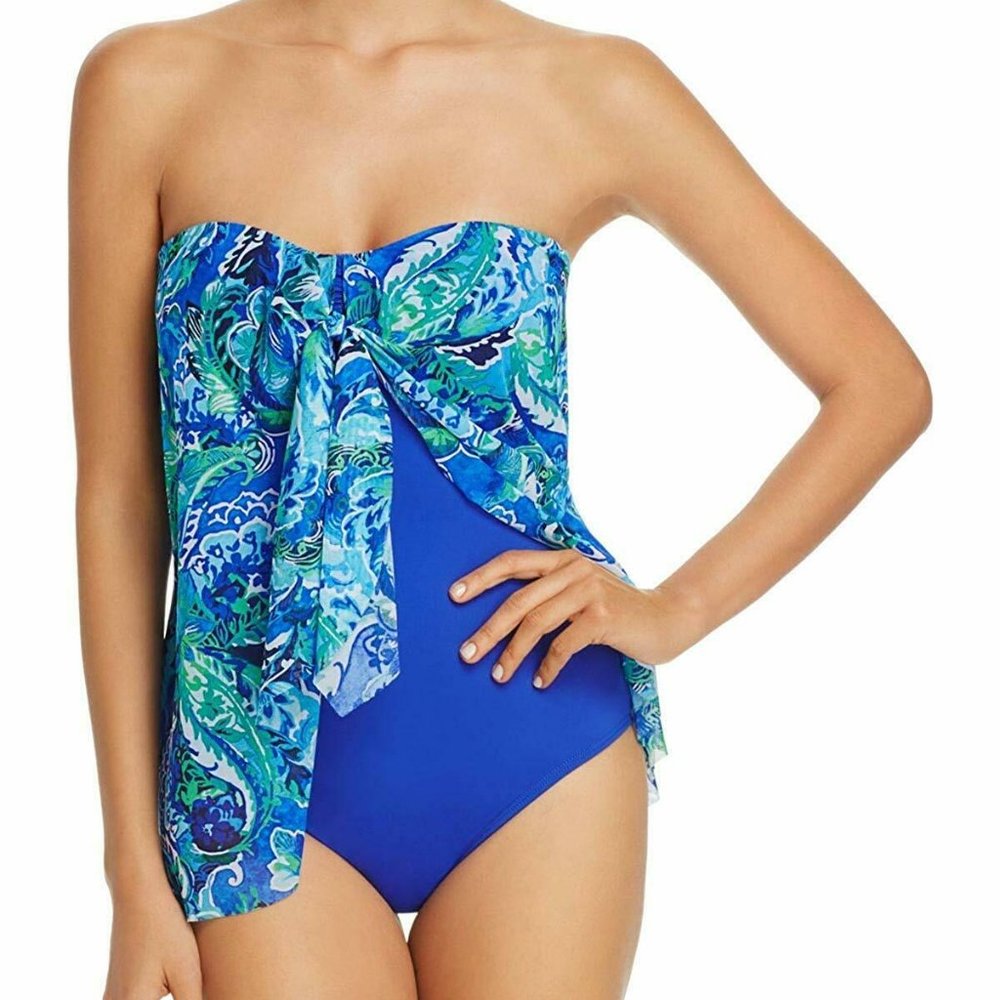Ralph Lauren Flyaway One-Piece Bandeau Swimsuit